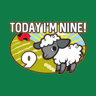 Kid's 9th Birthday T-Shirt Today I'm Nine! Cute Lamb Sheep T-Shirt