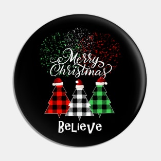 Christmas Tree Believe in Santa Matching Party Pajama T-Shirt Pin