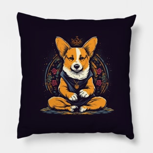 Corgi doing yoga Pillow