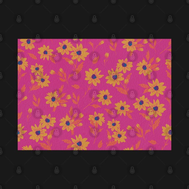 The cute flower pattern in pink and yellow, orange and blue colours by marina63