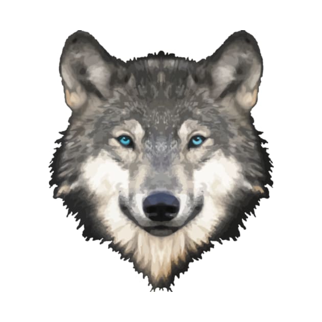 Gray Wolf with Blue Eyes by AlmiranWhite