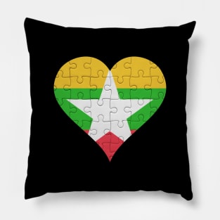 Burmese Jigsaw Puzzle Heart Design - Gift for Burmese With Myanmar Roots Pillow