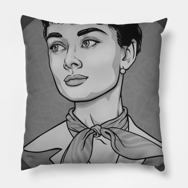 Audrey Hepburn Pillow by Ronlewhorn Industries