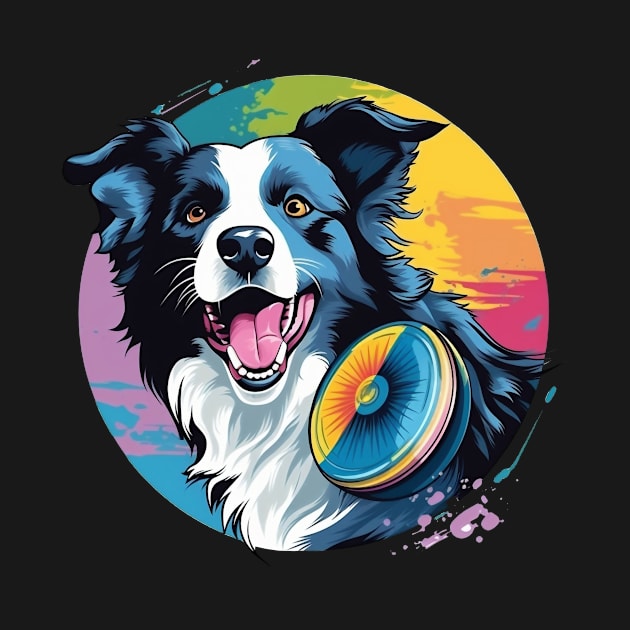 border collie playing with a frisbee by javierparra