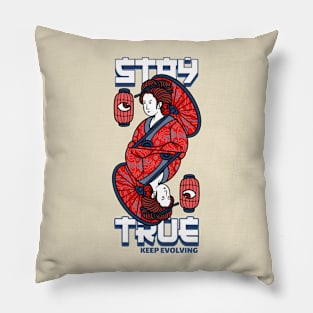 geisha girl japanese stay true keep evolving Pillow
