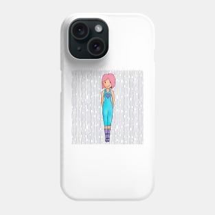 Cute girl with pink hair and a turquoise blue outfit. Phone Case