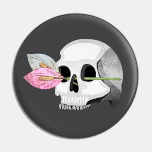 Skull with lilly of peace through eye socket Pin