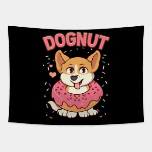 Cute & Funny Dognut Dog Donut Pun Adorable Puppy Tapestry