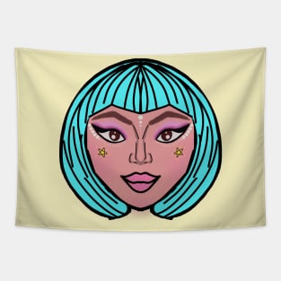 Space Girl with Stars Tapestry
