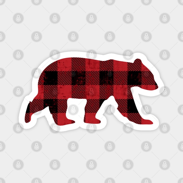 Red Buffalo Check Vintage Bear for Gay Bear Pride | BearlyBrand Magnet by The Bearly Brand