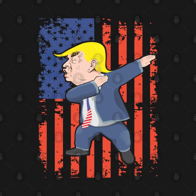 Funny Donald Trump Dabs in Front of USA Flag by dihart