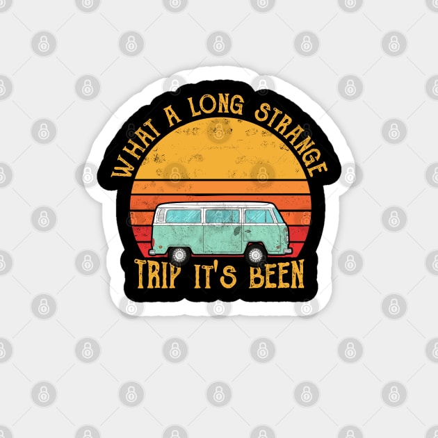 What A Long Strange Trip It's Been Camping Vintage Magnet by Raul Caldwell