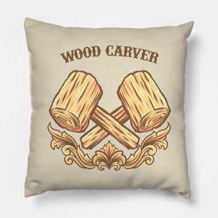 wood carver Pillow