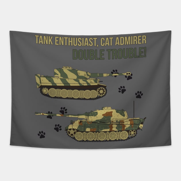 Tank enthusiast, cat admirer - double trouble! Tapestry by FAawRay