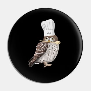 Little Owl Kitchen Chef Hat Cooking Funny Bird Pin