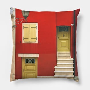 Red Mediterranean Facade Pillow