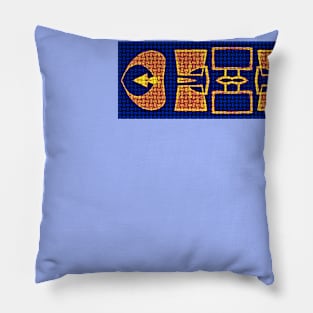 African Wax Abstract Symbols Blue & Orange Pillow