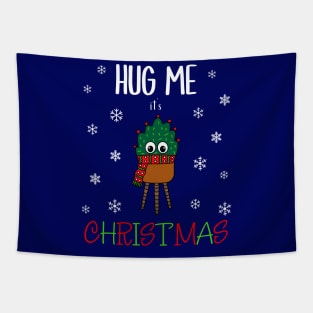 Hug Me It's Christmas - Christmas Cactus With Scarf Tapestry