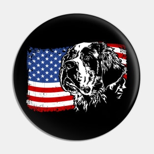 Proud Saint Bernard Dog American Flag patriotic dog Pin