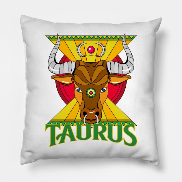 Taurus Zodiac Design Pillow by Tip Top Tee's