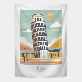 Leaning Tower of Pisa Pastel Panorama Tapestry