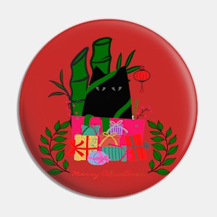 Christmas Black Kitty Pin