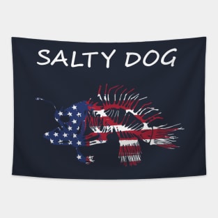 Salty Dog Painted American Flag Deep Sea Angler Skeleton Tapestry