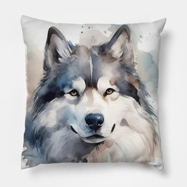 Alaskan Malamute Husky Dog Pillow by Danielleroyer