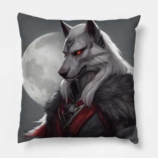 werewolf fantasy art red Pillow