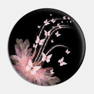 Pink Flower Butterflies illustration Pin