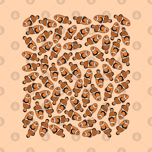 Cute Fish Clownfish Cartoon Pattern, made by EndlessEmporium by EndlessEmporium