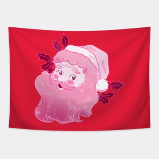 Vintage retro pink Santa Claus Tapestry