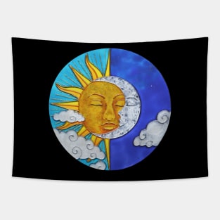 Sun and Moon Stained glass Mandala Tapestry