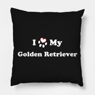 I Love My Golden Retriever - heart dog paw Pillow