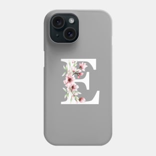 Letter E Monogram with Cherry Blossoms Phone Case