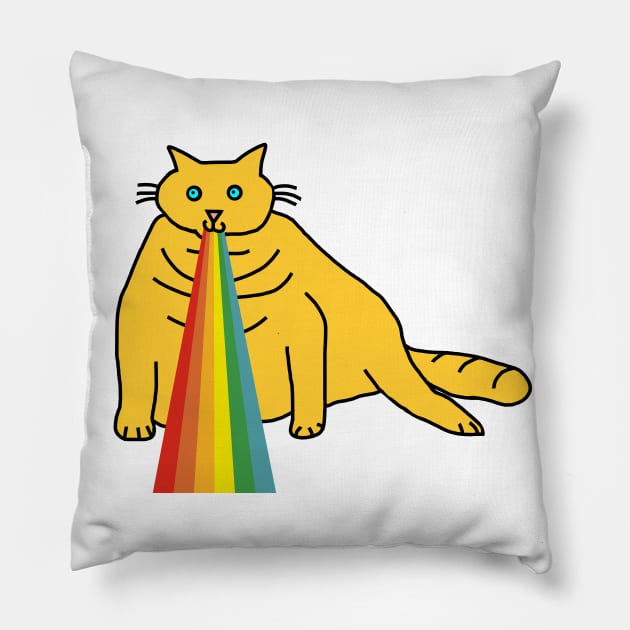 Animals with Rainbow Puke Chonk Cat Pillow by ellenhenryart