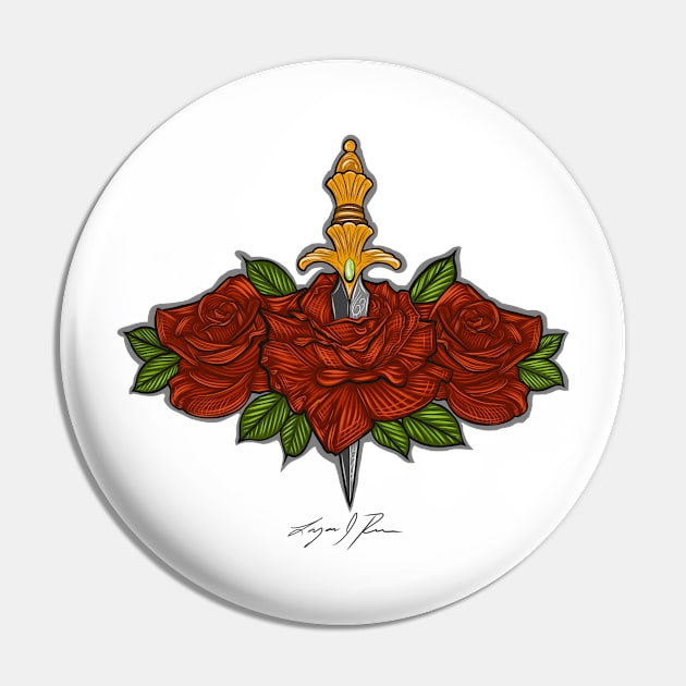 Dagger & Roses 1 Pin by Lazrartist