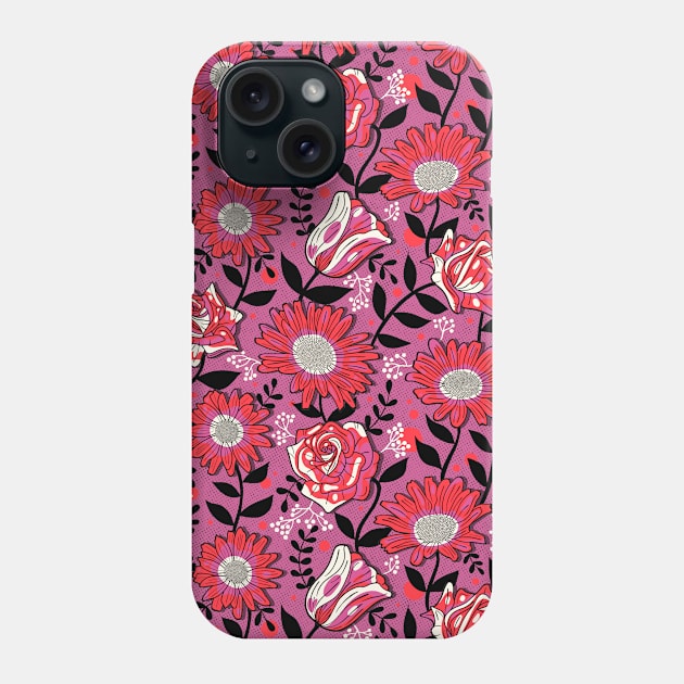 Bold Summer Flowers on Purple Phone Case by Simplulina