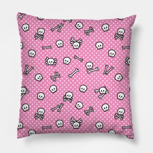 Pastel goth kawaii pink skulls pattern Pillow