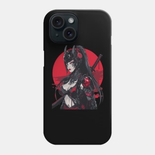 Red Samurai Cyber Girl Japanese Art Phone Case