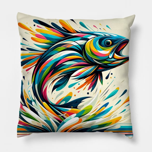 Leaping Fish Pillow by RelishLondon