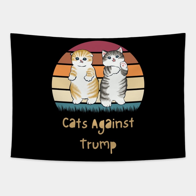 Funny Cats Anti-Trump - Cats Against Trump Tapestry by mkhriesat