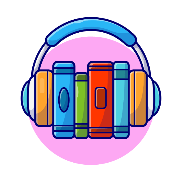 Online Book Music Listening with Headphone Music Cartoon Vector Icon Illustration by Catalyst Labs