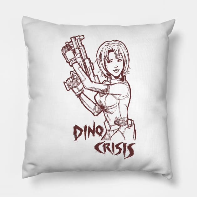 Dino Crisis Sketch Pillow by dposhirts