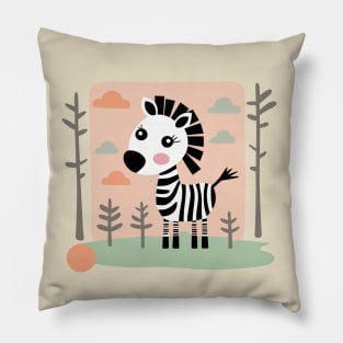 Cute Zebra in the wilderness - baby design Pillow