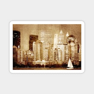 Vintage skyline of New York Magnet