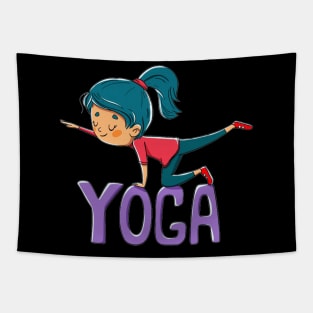 Cute Girl Doing Yoga Exercise Artwork Tapestry