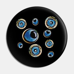 Blue and yellow spheres Pin