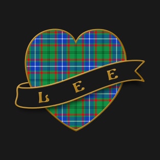 The LEE Family Tartan - Retro Heart & Ribbon Family Insignia T-Shirt