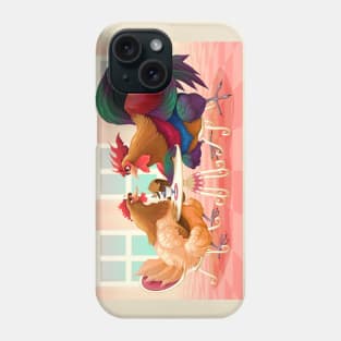 Hen and rooster in a cafè Phone Case